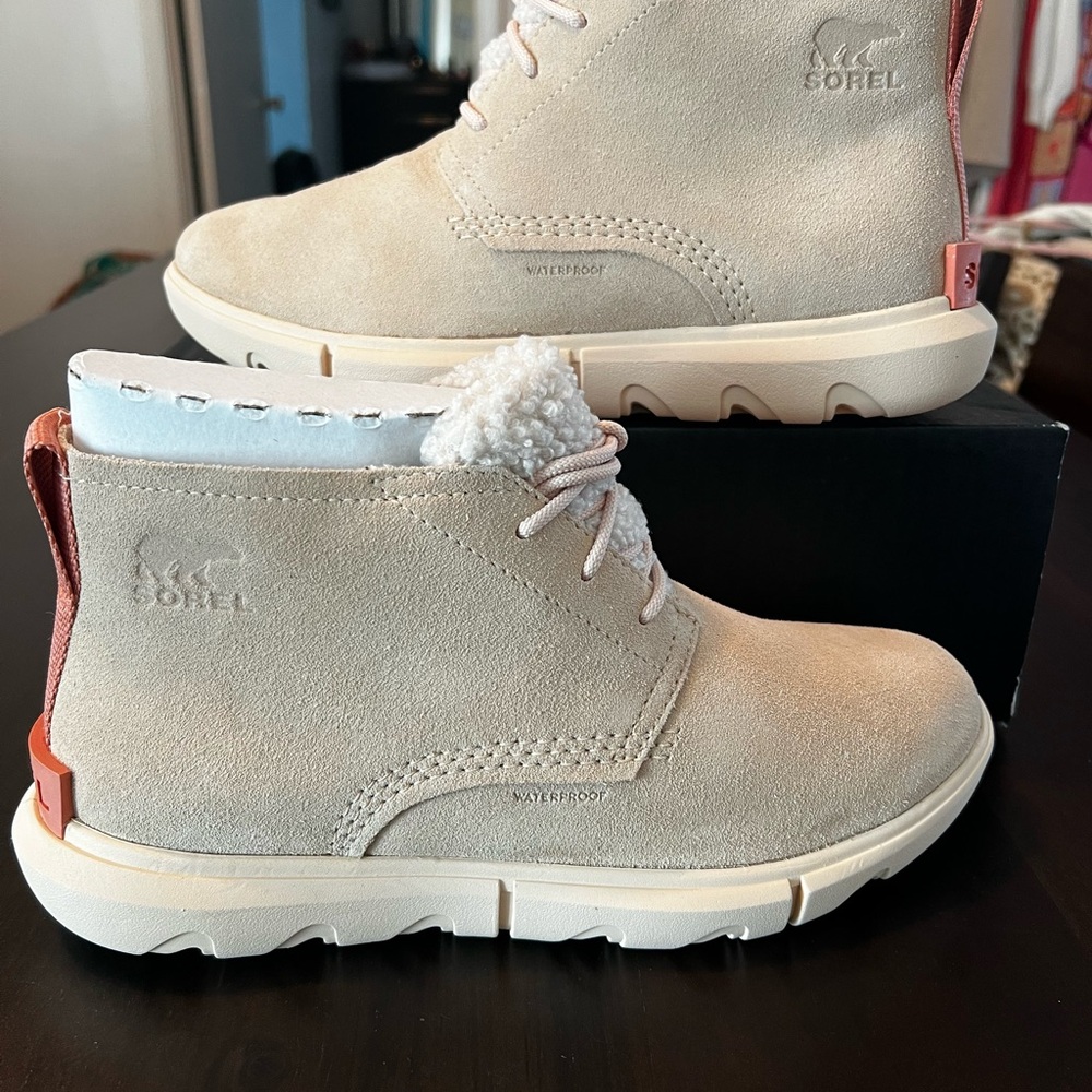 Sorel Explorer 2 Drift Waterproof Women's Cream Lace Up Boots